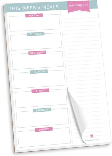 Bloc de notas para planificación Bloom Daily Planners 6 x 9, 6" x 9" bloque planeamiento de comidas rosado & verde azulado