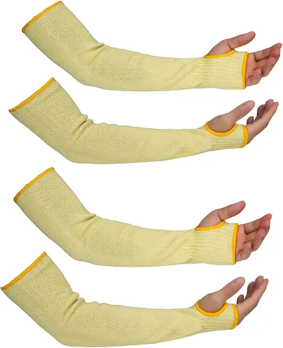 Miniatura 7 de Mangas de soldadura negras de Kevlar para brazos con agujero para el pulgar de 19 pulgadas de largo, manga de brazo de seguridad con corte, mangas