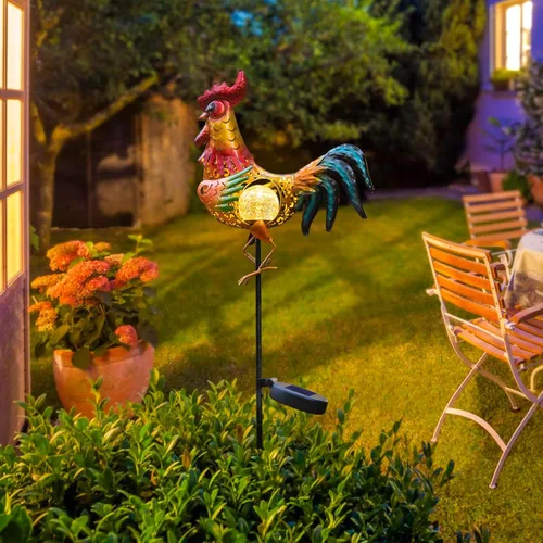Miniatura 3 de Tryme Luces solares de gallo para exteriores, decoración de jardín, estatua de jardín, regalos para amantes de los pollos, mujeres, madres, arte