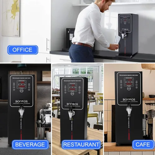 Miniatura 7 de BOOROS Dispensador de agua caliente comercial, dispensador de agua caliente negro, para encimera, caldera de agua caliente comercial de 15 L