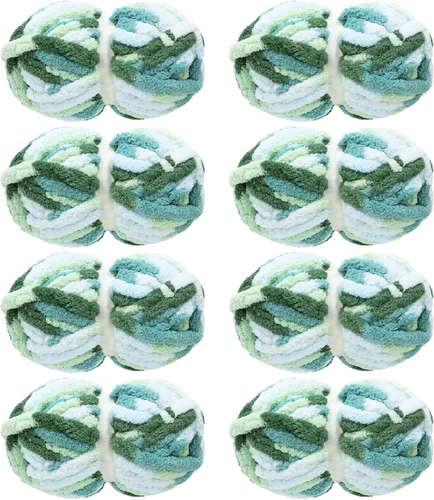 Miniatura 21 de MABOZOO Hilo Grueso Tie Dye para Tejer a Ganchillo Paquete de 8, Hilo de Chenilla Jumbo Esponjoso, Hilo de Felpa Suave Voluminoso, Hilo Gigante
