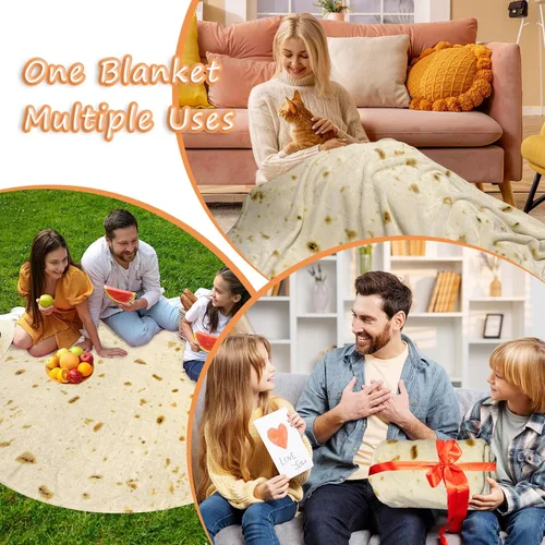 Miniatura 5 de Bcareself Manta de Tortilla 2.0 de Doble Cara Tamaño Adulto Gigante de Doble Cara para Niños Divertida Realista de Comida Personalizada Manta