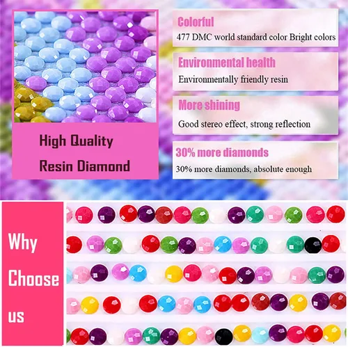 Miniatura 6 de Kits de pintura de diamantes 5D para adultos y niños, arte de diamantes, pintura de diamantes, arte de taladro completo, manualidades por números
