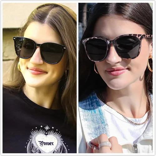 Miniatura 22 de FIMILU Paquete de 2 lentes de sol polarizados para mujer, lentes de protección UV400, montura grande, lentes de moda, elegantes
