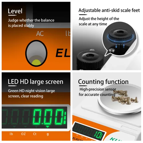 Miniatura 6 de Balanza analítica de precisión digital de laboratorio de alta precisión, 2.2 lbs x 0.00 oz, balanza electrónica de joyería, báscula de cocina