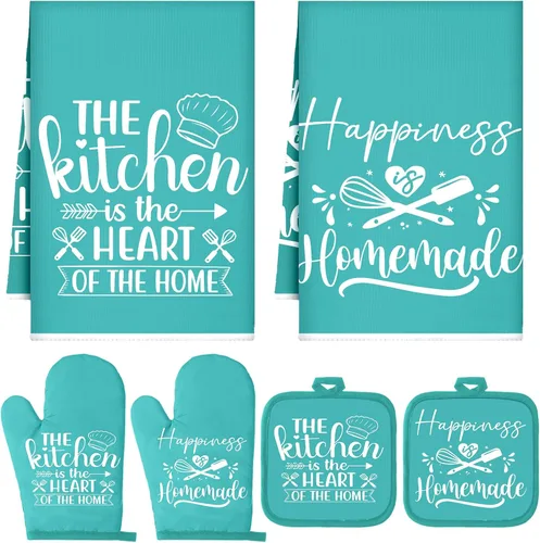 Miniatura 17 de Sratte Juego de 6 Piezas de Accesorios de Decoración de Cocina Estilo Granja Toallas Agarraderas Manoplas de Horno Juego de 2 Paños de Cocina 2 Negro