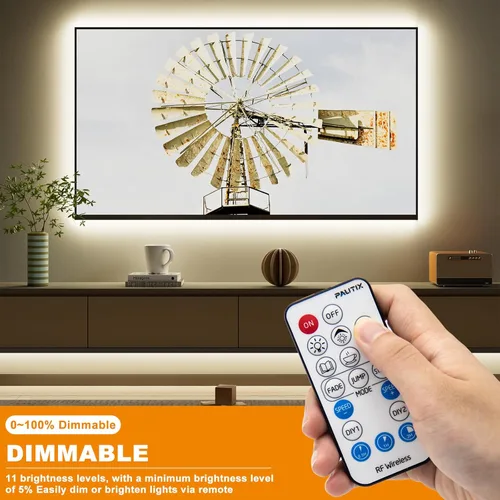 Miniatura 3 de PAUTIX - Control remoto de atenuación RF para tiras de luces LED de un solo color, control remoto inalámbrico de 18 teclas y controlador en línea DC