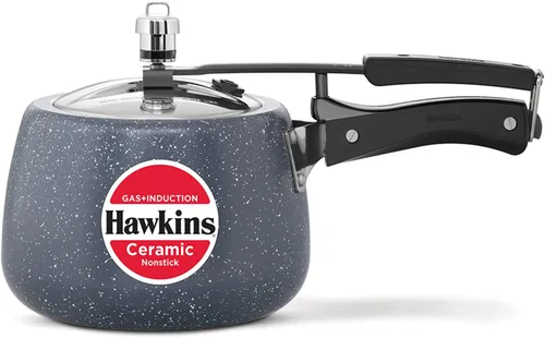 Hawkins Olla a presión antiadherente de cerámica, cocina de tapa interior de inducción, cocina en forma de contura de granito, mejor cocina, azul