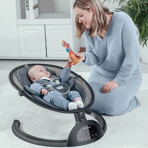 Miniatura 3 de Columpio para bebés BabyBond para bebés, columpio Bluetooth con altavoz de música, 3 posiciones de asiento, cinturón de arnés de 5 puntos, 5