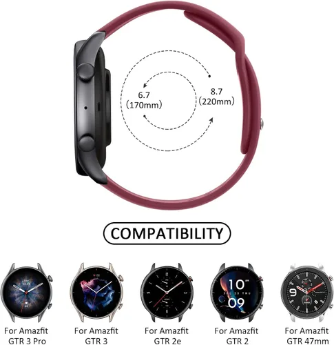 Miniatura 3 de Amzpas Correa de silicona para Amazfit GTR, 0.866 in, paquete de 4 pulseras de repuesto suaves de liberación rápida, correa deportiva para hombres