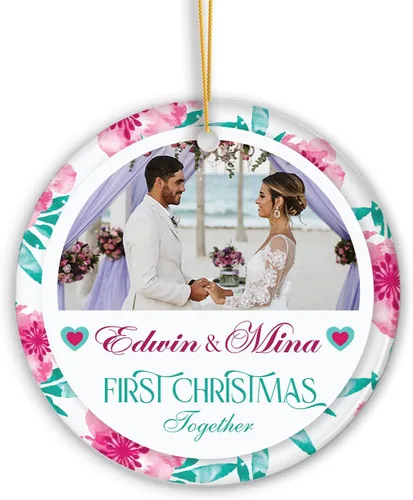 Miniatura 9 de Adorno personalizado de aniversario de boda, foto personalizada con nombre y fecha, adorno de aniversario de boda Navidad 2023, regalos de Navidad