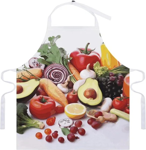 Miniatura 7 de MUSM Healthy Food Apron，Classic Vintage Funny with Pockets Aprons,Adjustable Bib Waterdrop Resistant for Kitchen Cooking Restaurant BBQ Painting