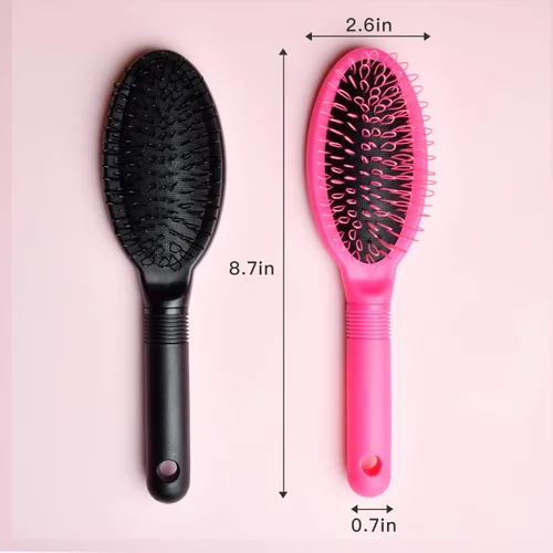 Miniatura 2 de Loop Wig Brush Akamino - Cepillo desenredante para cabello humano y sintético Remy, rosa y negro, 2 piezas