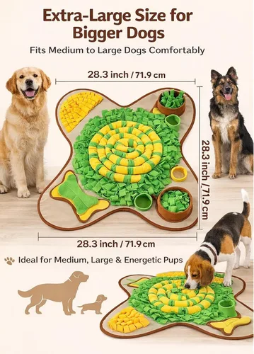 Miniatura 3 de HOPET Tapete de olfateo para perros de raza grande, 28.3''x28.3'' tapete interactivo tipo rompecabezas para comida de perros, fácil de limpiar