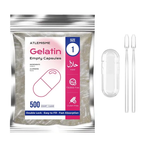 Miniatura 11 de Cápsulas de gelatina vacías tamaño 1 (100 unidades) – Cápsulas de gel para relleno de bricolaje con 2 cucharas de micro laboratorio