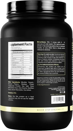 Miniatura 9 de Kaged Proteína en polvo de caseína premium Vainilla Caseína micelar Suplemento libre de sustancias prohibidas, desarrolla músculo, se recupera