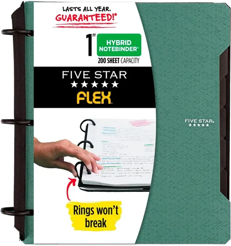 Miniatura 12 de Five Star Flex - Cuaderno recargable + aplicación de estudio, papel rayado universitario y carpeta de anillos TechLock de 1 pulgada con bolsillos