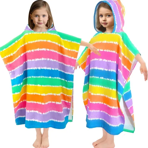 Miniatura 31 de Toallas tipo poncho con capucha para niños pequeños, de gran tamaño (2-4 años, 22 x 22 pulgadas), hechas de 100% algodón suave, toallas absorbentes