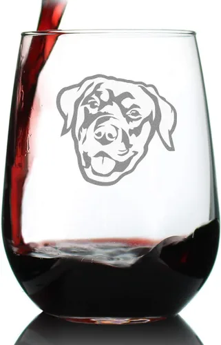 Miniatura 6 de Happy Rottweiler - Copa de vino sin tallo, bonitos regalos para perros con temática de Rottweiler y decoración de fiesta para mujeres y hombres