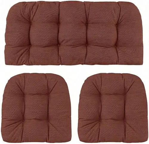 Miniatura 55 de RSH DECOR: Sunbrella - Juego de 3 cojines de mimbre copetudos 41 x 19 pulgadas y 19 x 19 pulgadas Fabricado con tela de rendimiento Sunbrella