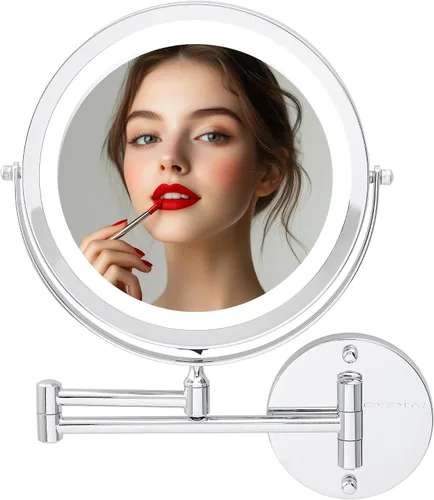 Miniatura 17 de OVENTE Espejo de maquillaje iluminado para montaje en la pared, espejo de tocador de doble cara de 7 pulgadas con aumento 1X/7X para baño con luces