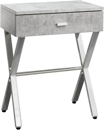 Miniatura 8 de Monarch Specialties Mesita de noche de metal cromado, 22.00 x 12.00 x 18.00 pulgadas, blanco brillante BLANCO BRILLO