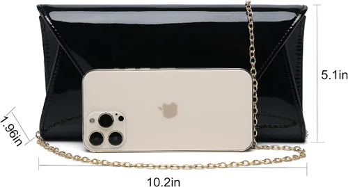 Miniatura 6 de MUDUO Bolso de mano de charol para mujer, bolso de noche, M