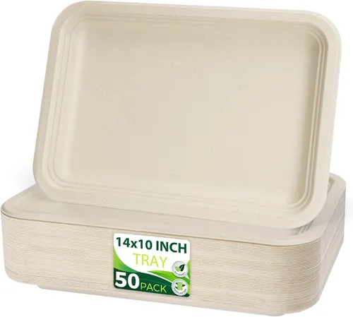 Miniatura 11 de 150 piezas 100% compostables platos de papel de 10 pulgadas, platos de fibra de caña de azúcar resistentes desechables ecológicos biodegradables