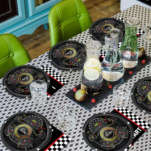 Miniatura 7 de 50 piezas de platos y servilletas de fiesta de coche de carreras, decoración de cumpleaños de coche de carreras con temática de carreras, platos