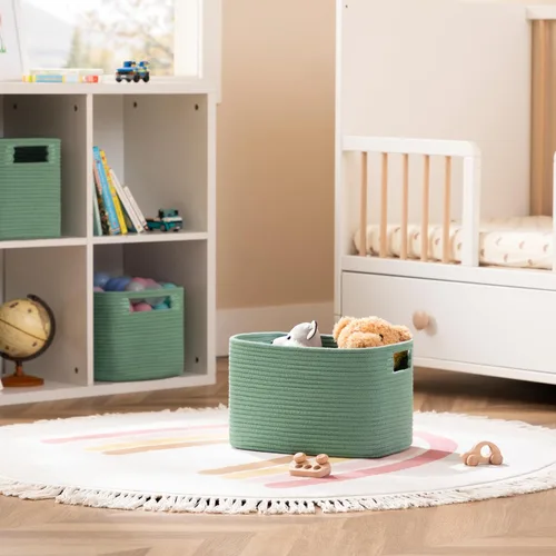 Miniatura 4 de UBBCARE Paquete de 2 cestas de almacenamiento para organizar, cestas de estante con asas, cestas de almacenamiento tejidas para estantería/estante