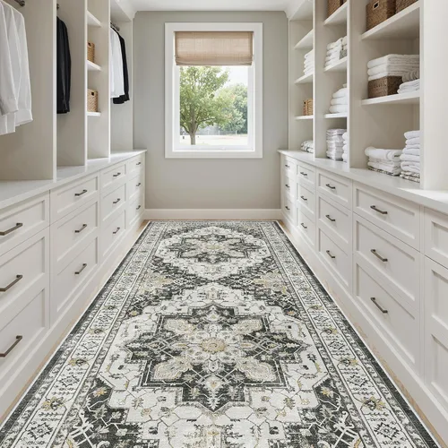 Miniatura 878 de Madane Tapete lavable de 2 x 10 pies para pasillo, cocina, recibidor, clásico, suave, antideslizante para interiores, casa de campo, baño, sala