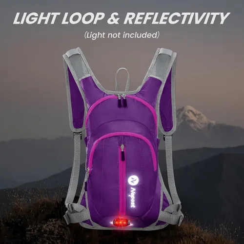Miniatura 5 de Nepest Hydration Pack Backpack for Women & Men, Lightweight Water Backpack with 2L Water Bladder for Hiking Cycling Running Biking Púrpura
