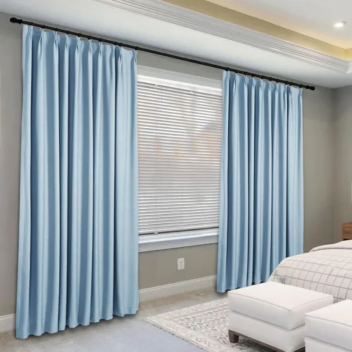 Miniatura 2 de Frelement Cortinas 100% opacas con forro térmico, cortinas de lino para decoración de Navidad, cortinas plisadas con aislamiento térmico