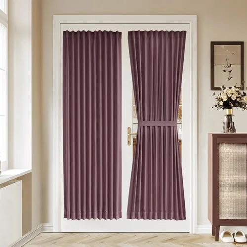 Miniatura 37 de Vatge - Cortinas autoadhesivas para puerta francesa, tratamiento de ventana con filtro de luz sin varillas ni perforaciones para puertas de cristal