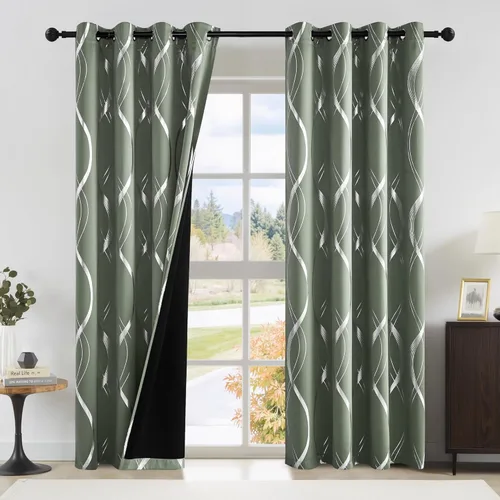 Miniatura 44 de NICETOWN Paneles de Cortinas Opacas para Dormitorio - Tratamiento de Ventanas con Aislamiento Térmico, Ojales Sólidos, Cortinas Opacas con Diseño