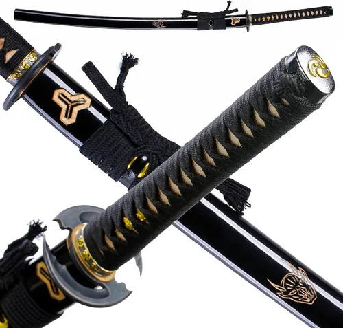 Miniatura 2 de Katana Sword Real Rayskin 9260 - Espada samurái negra y kit de limpieza profesional Katana