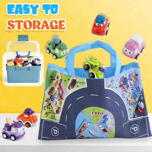 Miniatura 3 de Kiddiworld Mini Autos de Juguete para Regalos de Niños de 1 Año, 12 Conjuntos de Camiones de Retroceso con Tapete de Juego/Caja de Almacenamiento