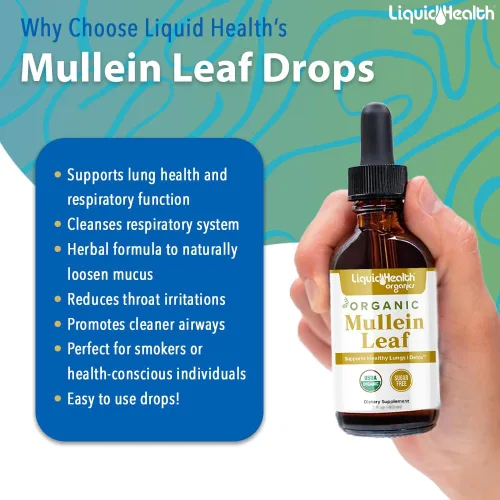 Miniatura 3 de LIQUIDHEALTH USDA Orgánico Extracto de Hoja de Gordolobo en Gotas para Pulmones - Gotas Herbales de Limpieza para Fumadores, Apoyo Inmunológico