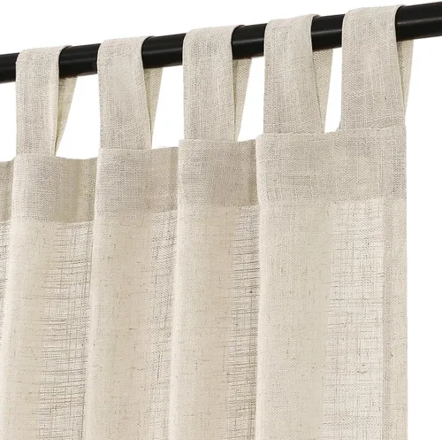 Turquoize Cortinas traslúcidas de lino natural con pestaña superior de 63 pulgadas, cortinas filtrantes de luz y cortinas para sala de estar,