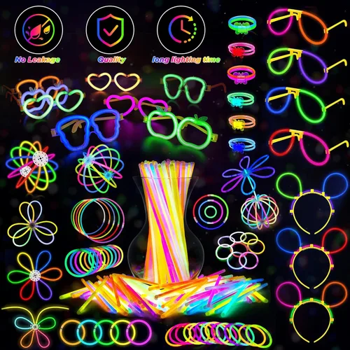 Miniatura 9 de SHQDD Suministros de fiesta, recuerdos de fiesta que brillan en la oscuridad para adultos y niños, 27 accesorios de carnaval, 56 juguetes con luz