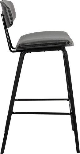 Miniatura 8 de Armen Living Fox - Taburete de bar moderno de mediados de siglo de piel sintética gris y madera negra de 25.5 pulgadas Piel sintética gris/negro