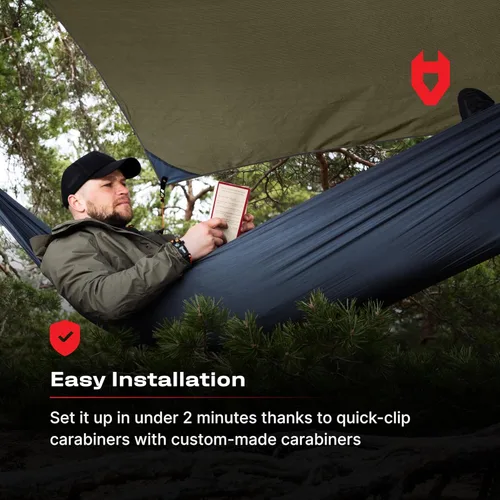 Miniatura 9 de Rain Fly EVOLUTION - Cubierta impermeable para hamaca o para tienda de campaña o acampada de 12 x 10 o 10 x 10, con brazalete de supervivencia