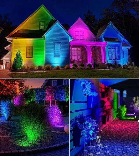 Miniatura 7 de SUNVIE Paquete de 2 focos RGBW para exteriores de 12 W LED que cambian de color con control remoto 120 V RGB iluminación de paisaje luces
