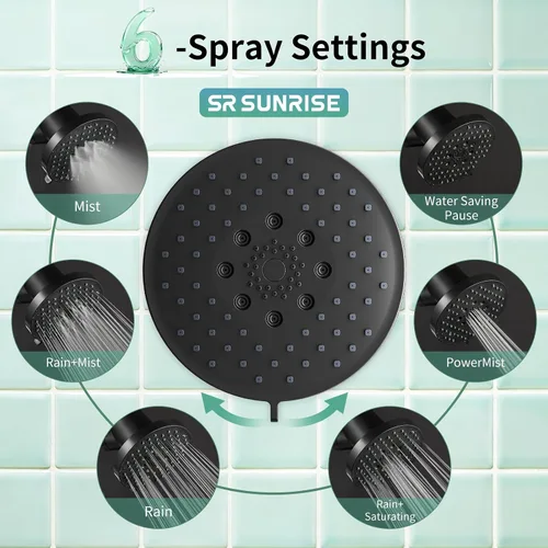 Miniatura 3 de SR SUN RISE Cabezal de ducha filtrado, cabezal de ducha de lluvia de alta presión con filtro de 20 etapas, 6 modos de pulverización para suavizante
