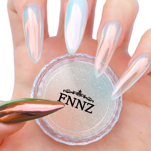 FNNZ Chrome Nail Powder, Aurora Mirror Effect Unicorn Chrome Nail Powder, Mermaid Nail Chrome Powder for Nail Art Decoration, Light-Changing Pigment