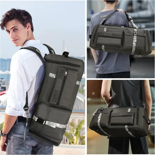 Miniatura 2 de Bolsas de gimnasio para hombre, bolsa de lona para gimnasio, mochila deportiva de 3 vías para hombres con compartimento para zapatos y bolsillo