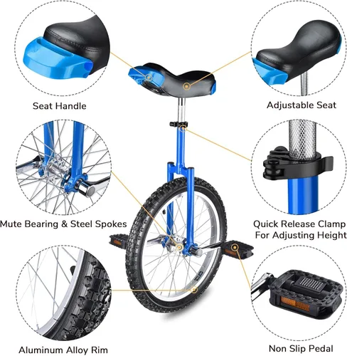 Miniatura 2 de AW Rueda de 16/18/20/24 pulgadas, asiento ajustable para exteriores, para adultos, niños, deportes al aire libre, ejercicio de fitness, para elegir
