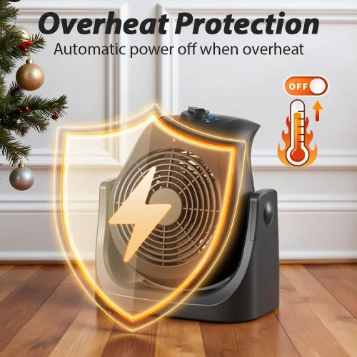 Miniatura 5 de Ventilador de escritorio eléctrico portátil, ventilador de escritorio de enfriamiento, ventilador de calentador 2 en 1, combo con inclinación