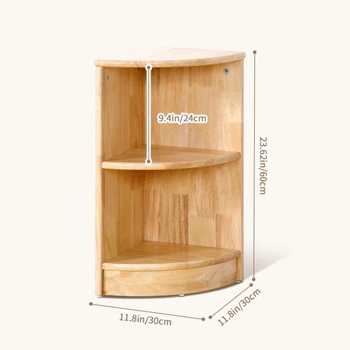 Miniatura 3 de OOOK Armario esquinero de madera de goma, organizadores y almacenamiento de juguetes de 2 niveles, estante Montessori para habitación de niños, sala