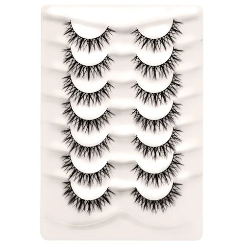 Miniatura 21 de Pestañas postizas 3D con volumen de ojo de gato, pestañas de banda transparente, aspecto natural, imitación de visón, tira invisible, pestañas